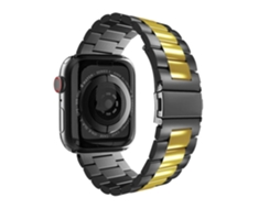 Bracelete Aço Inoxidável Adaptável Preto e Dourado para Apple Watch Series 6 40Mm