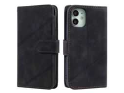 Capa Inch Para Iphone 12 Mini Pele Sintética Com Porta-cartões Preto