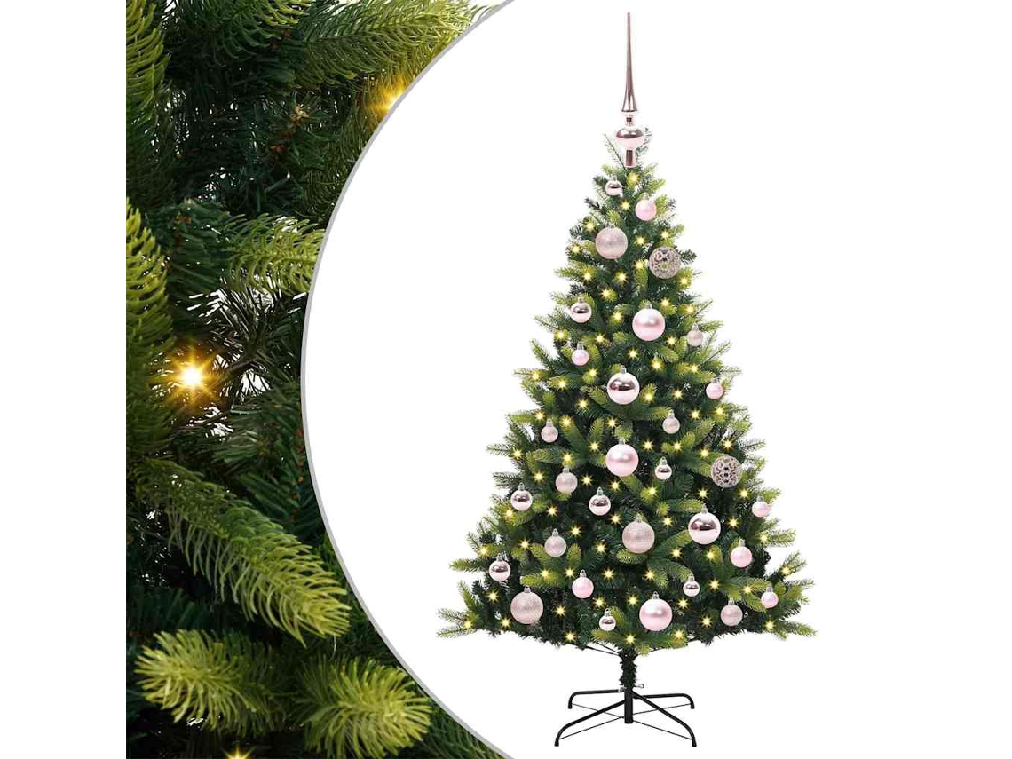 Árvore De Natal Artificiál Dobrável Com Luzes Led Vidaxl Verde Pvc (120 Cm)