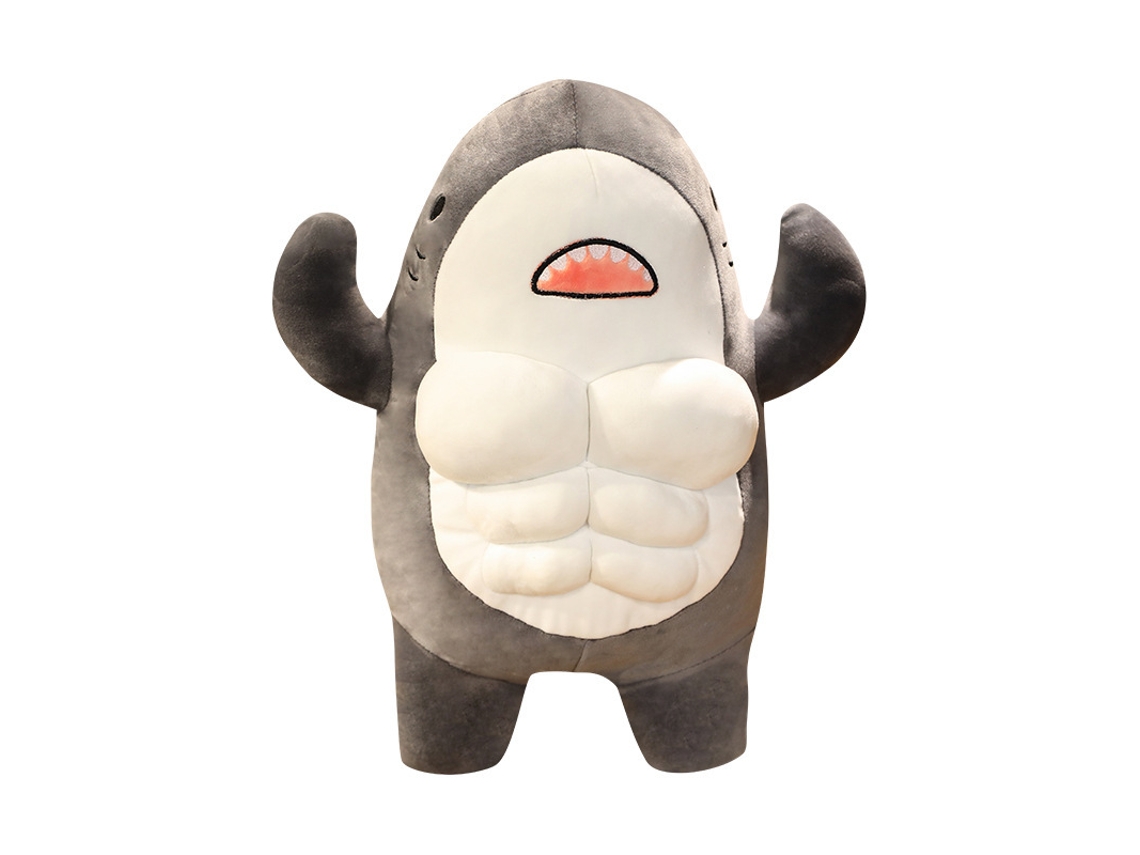 Tubarão Musculoso de Pelúcia Travesseiro de Abraço para Dormir, Boneco de Anime, Presente para Namorado, Cinza CHABERLU