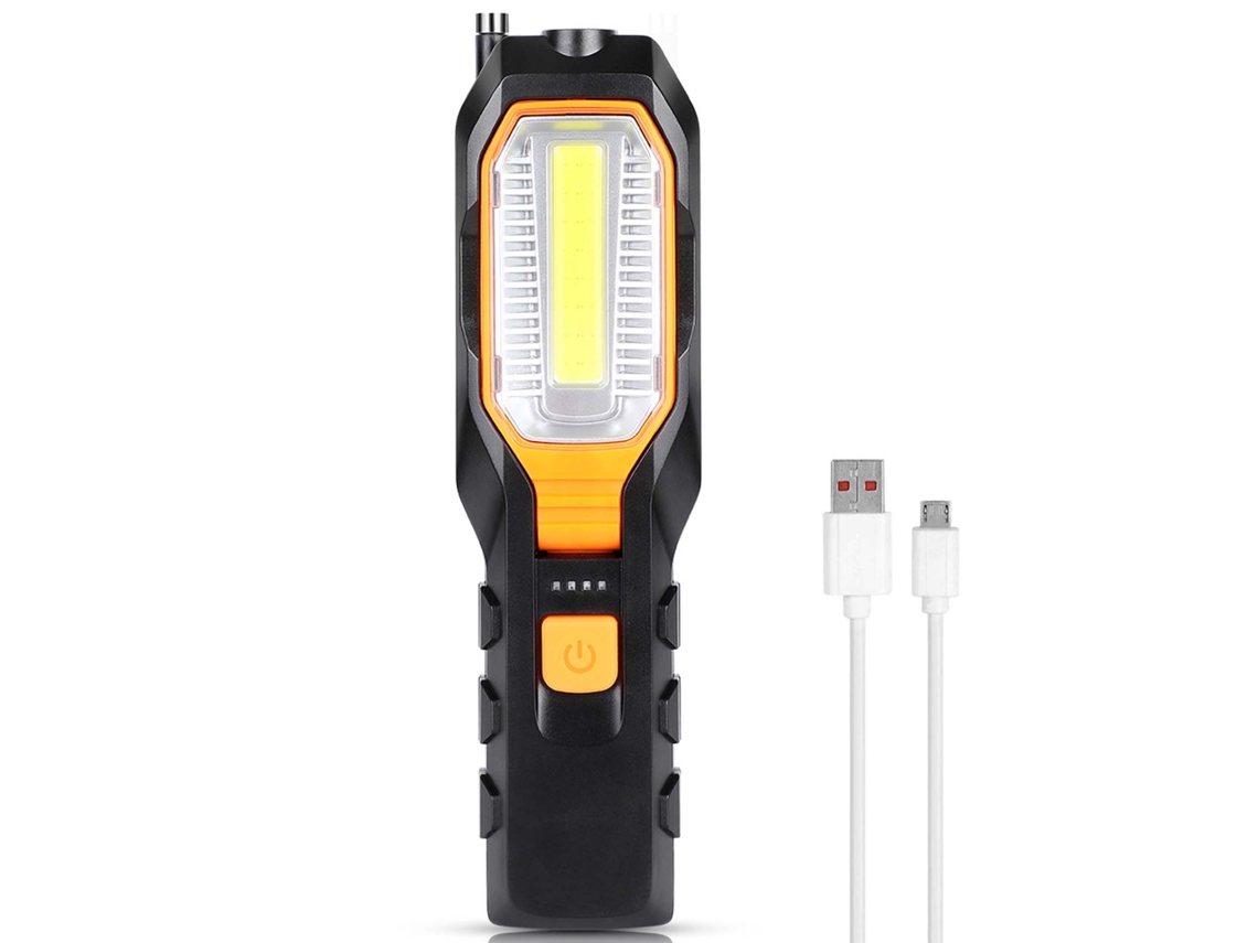 Lâmpada de Trabalho Cob Recarregável com Gancho Magnético Ajustável Led Usb 2800mah