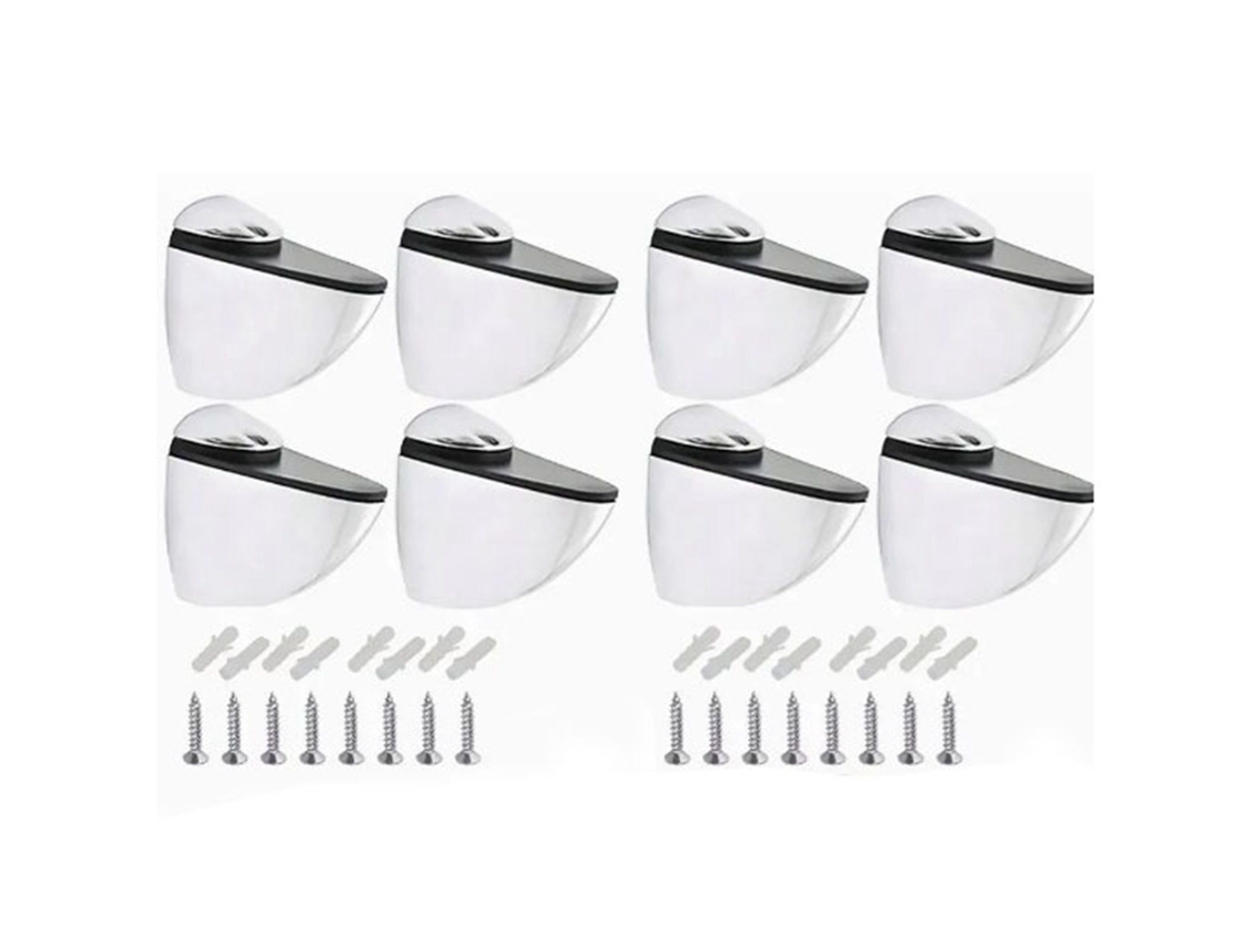 8pcs Presa de Vidro Ajustável Liga de Zinco para Prateleiras Quadros Bracket Conector | S/MARCA