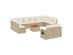 Maison Exclusive - 13 Pcs Conjunto De Sofás P/ Jardim Com Almofadões Vime Pe Bege
