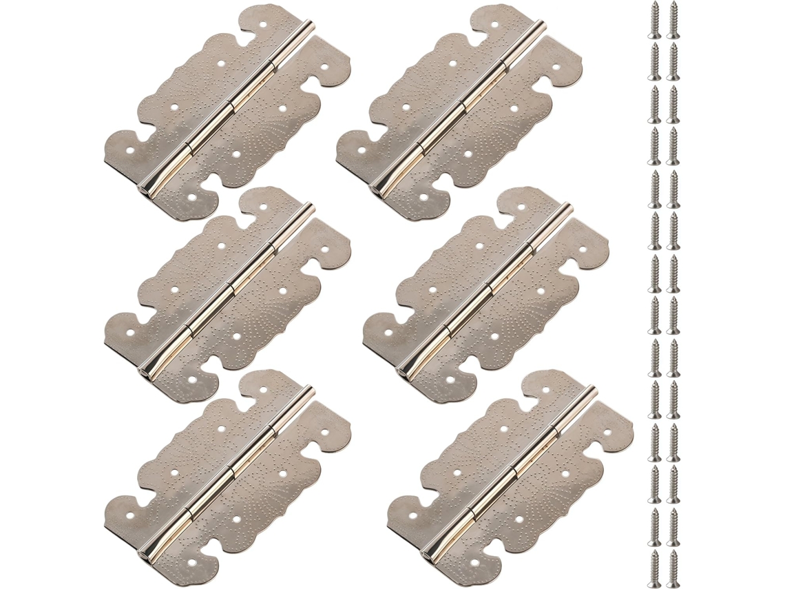 Dobradiças Tipo Renda, Pacote Com 6 Unidades De 67x 38mm, Em Liga De Alumínio, Adequadas Para Portas De Armários E Baús
