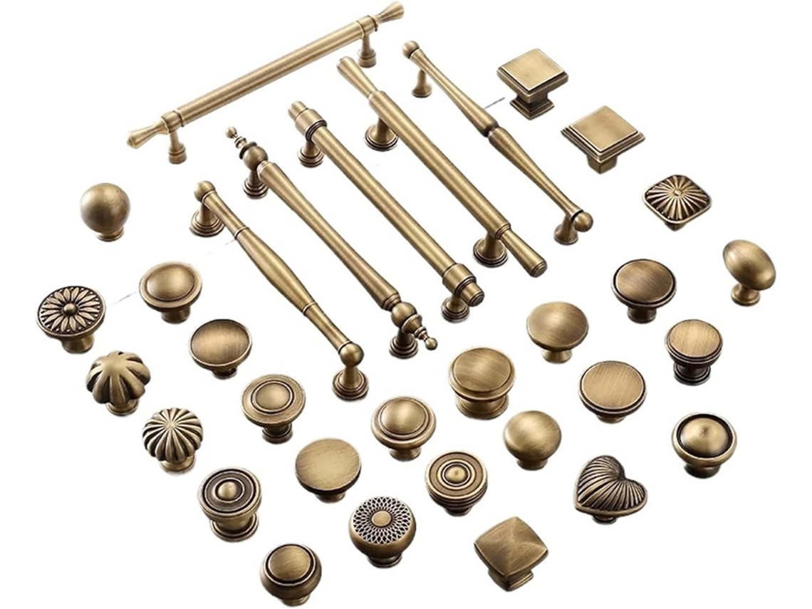 1 Peça Puxador De Porta Armário Em Cobre Puro Com Acabamento Antigo, Estilo Bronze, Para Gavetas E Móveis, Com Furo