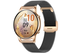 Smartwatch com tela Amoled Full Touch de 1,32 polegadas Chamadas Bluetooth Recursos de saúde feminina e design Redondo Black Bestvite