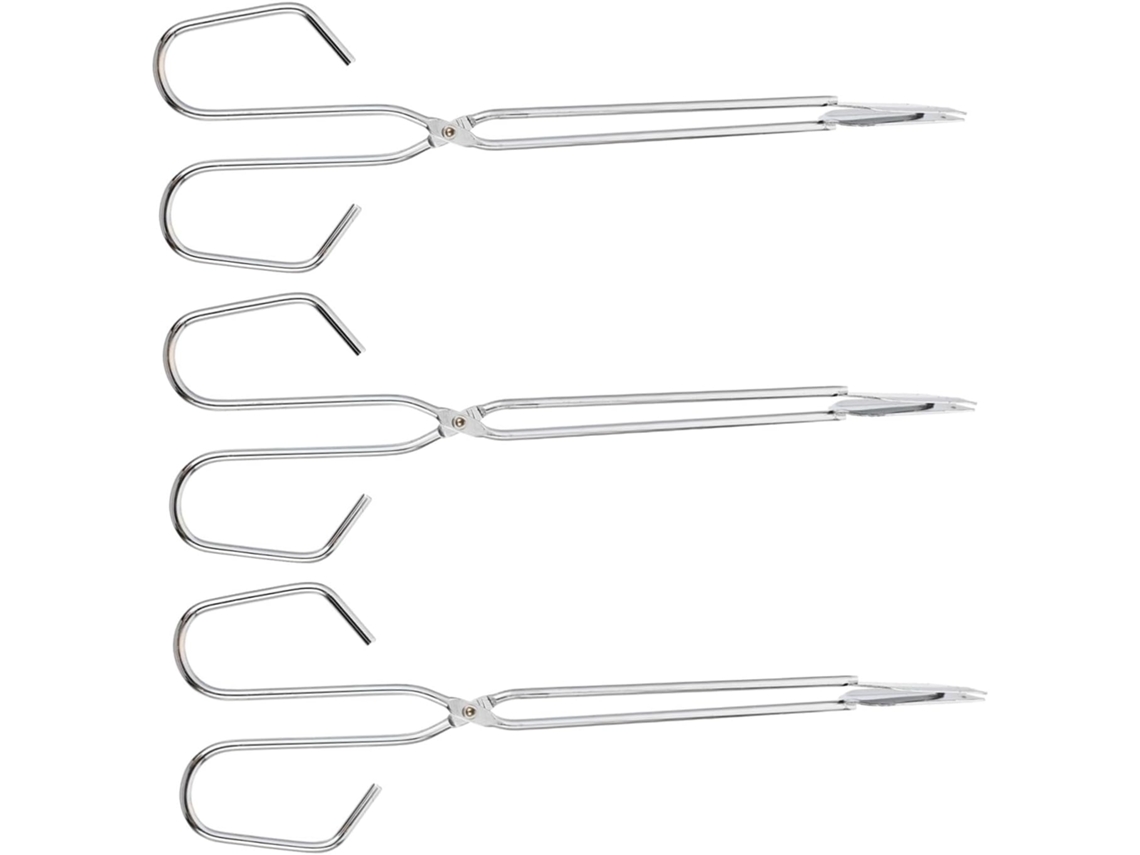 Conjunto De 3 Pinças Para Carvão Shineofi Churrasco, Pinças De Ferro Para Lenha 26cm, Utensílios Para Grelhar Ao Ar
