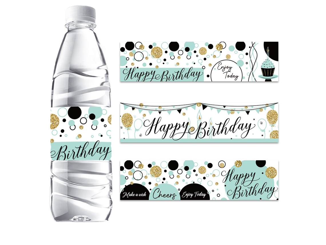 Laxiscreed Pack Com 48 Adesivos Festa De Aniversário Para Decorar Garrafas De Água Mineral