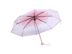 GUARDA CHUVA Transparente Plegável com Flor de Cerejeira Rosa | S/MARCA