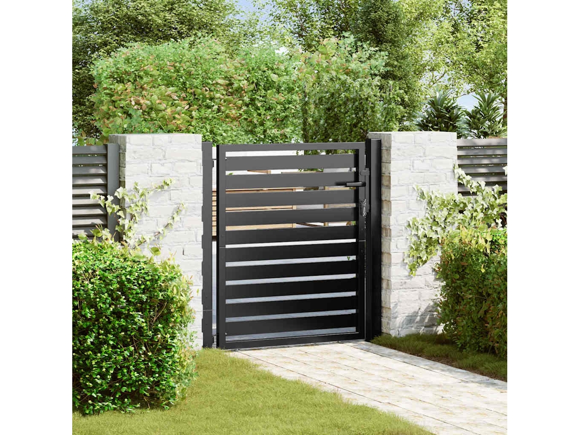 Vidaxl Portão De Jardim Com Fechadura Preto 100x100 Cm Alumínio