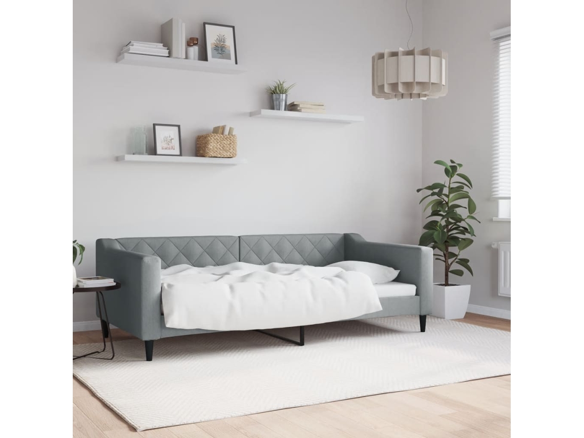 Vidaxl Sofá-cama 90x190 Cm Tecido Cinzento-claro