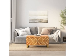 Vidaxl Mesa De Centro 80x50x40 Cm Mangueira Maciça Castanho E Preto