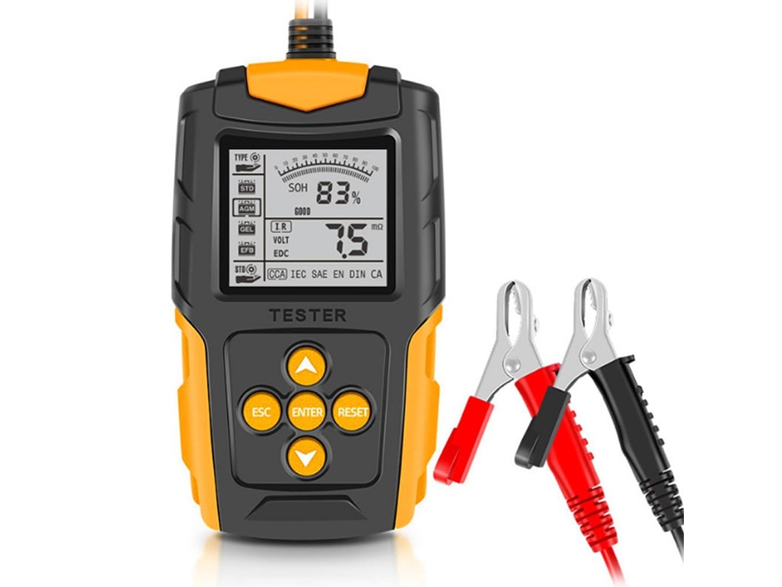 Tester De Bateria Zruxe Para Automóvel 12v-24v Ecrã Lcd 2,7" (amarelo/preto, Teste Soh/soc/cca)