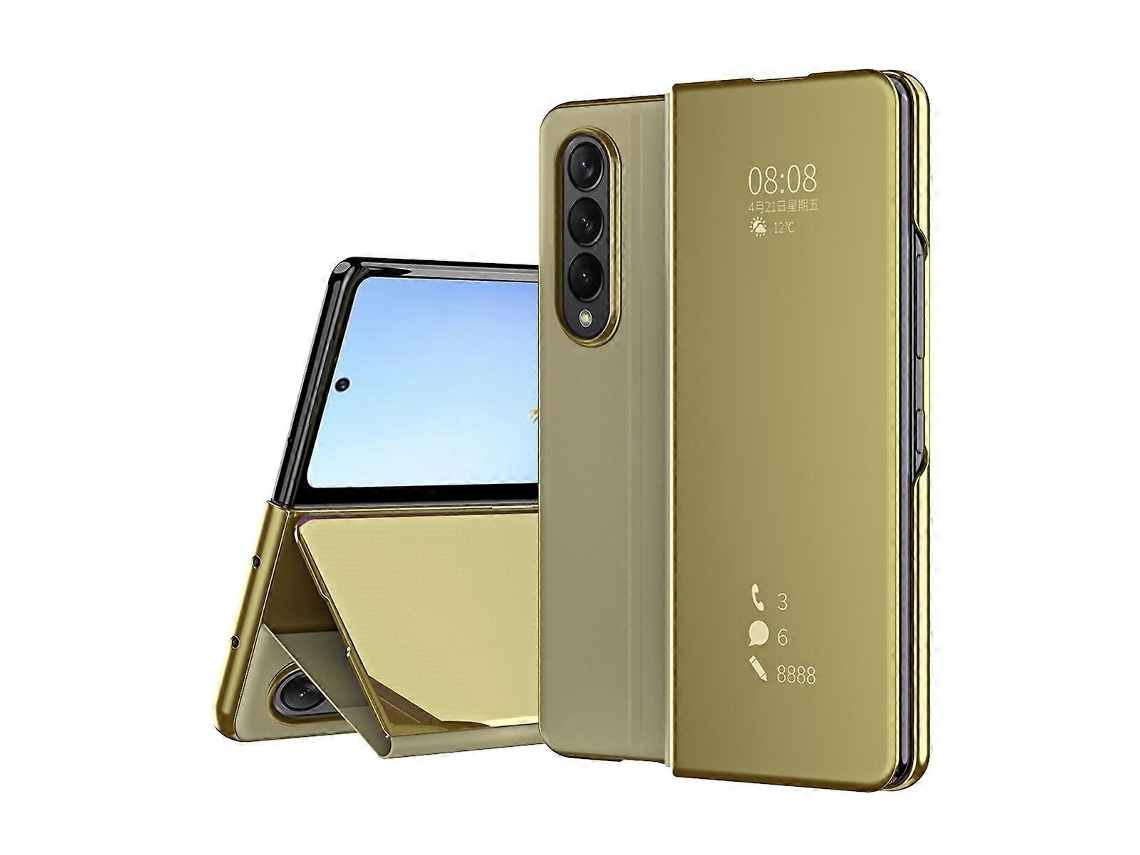 Capa De Celular Flip Espelhada Com Galvanoplastia Dupla À Prova De Choque Para Samsung Galaxy Z Fold4