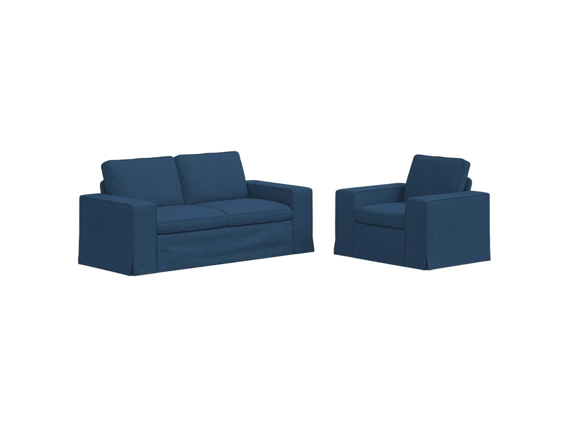 Maison Exclusive - Conjunto De Sofás 2 Unid. Azul Tecido