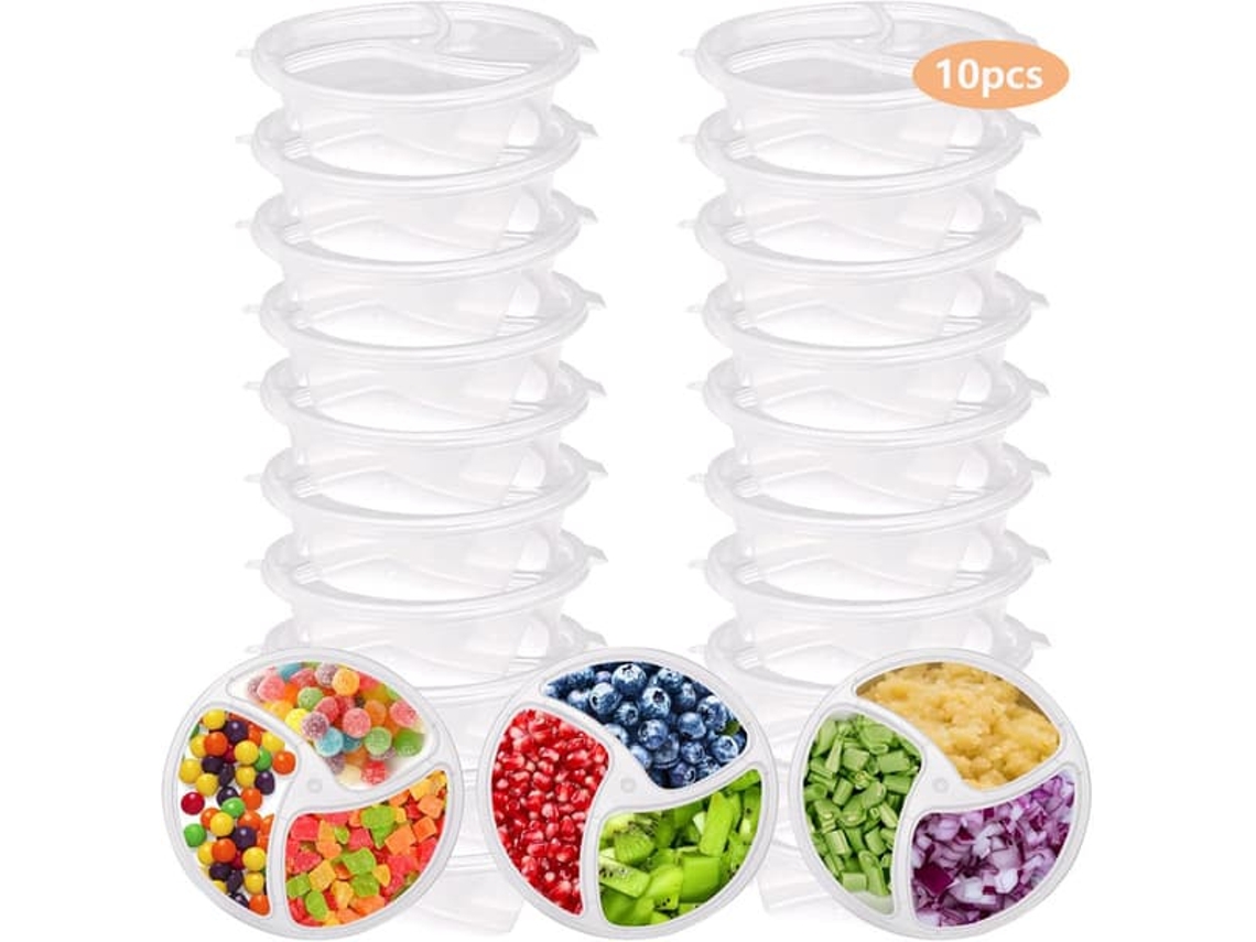 Pote Para Temperos Conjunto 10 Peças 3 Compartimentos Cozinha