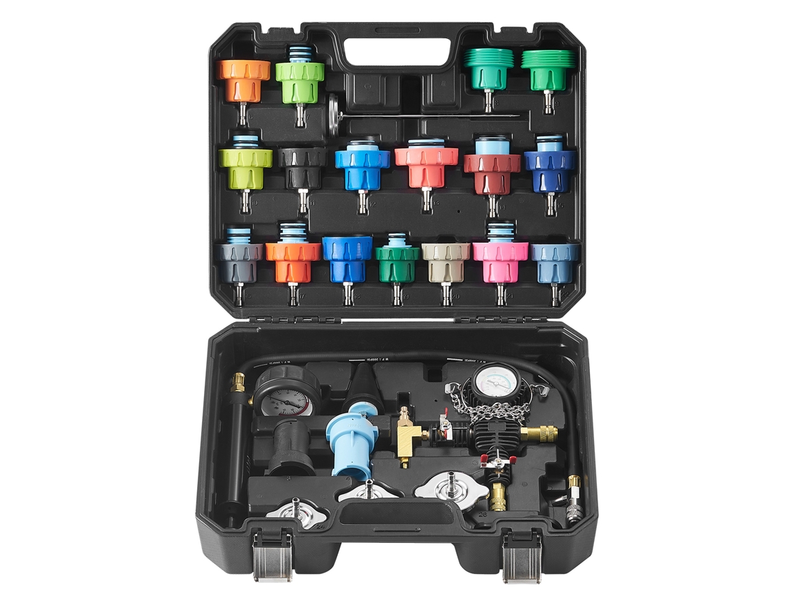 28 Pcs Kit de Testador Universal Pressão Refrigerante e Substituição Radiador Adaptadores Bomba Manual Tampas Caixa Ferramentas Teste Codificada por