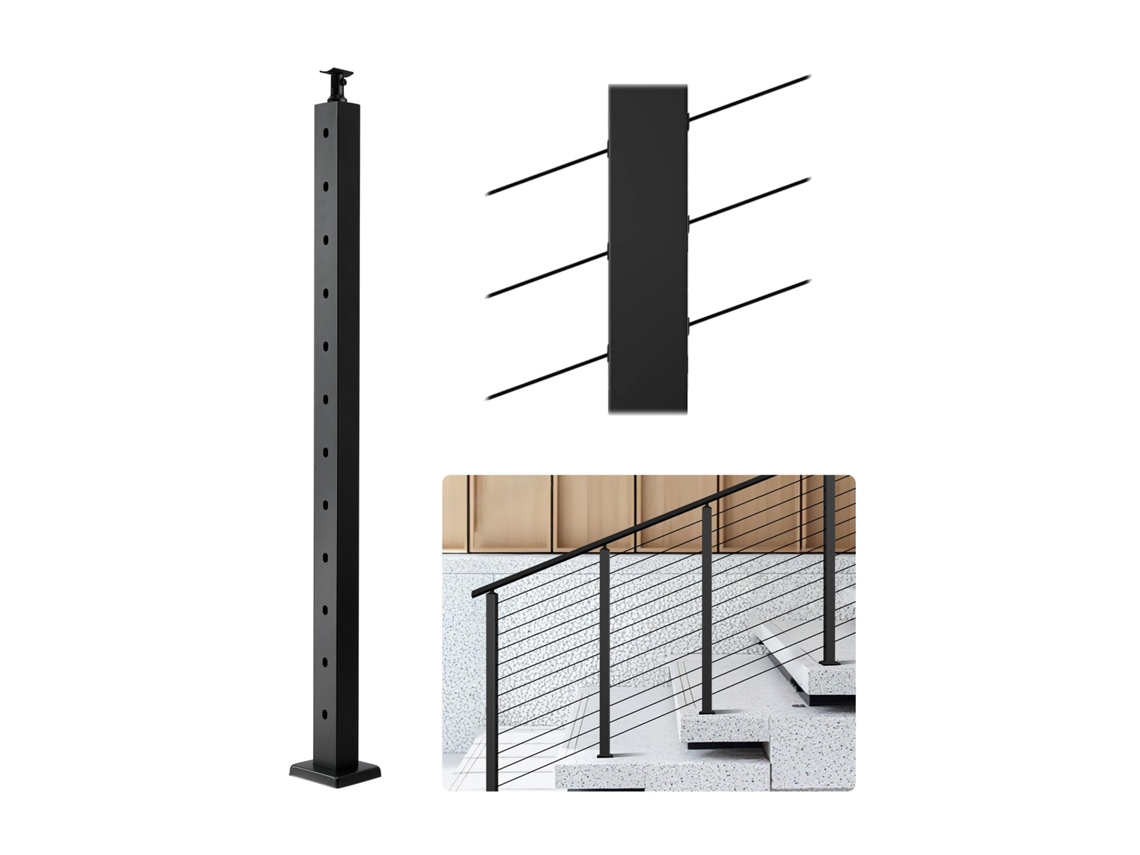 Poste 106,7 X 5 X 5 Cm Em Ângulo De 30°, Preto Vevor