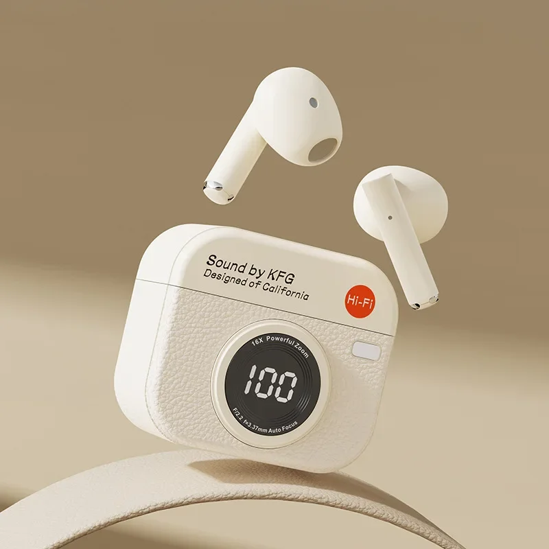 Fones de Ouvido Bluetooth MDUG para Esportes, com Cancelamento de Ruído e estojo de carregamento (branco)