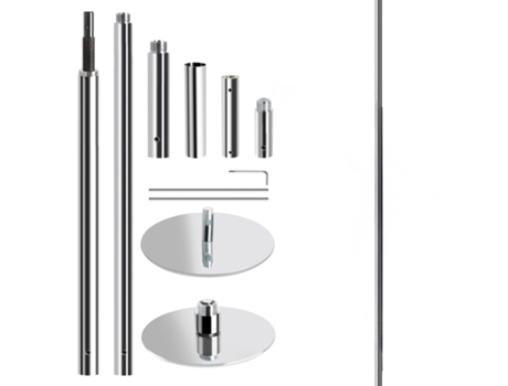 Barra De Pole Dance, Altura Ajustável De 222,5-280 Cm, Estática E Giratória, Capacidade 200 Kg, Aço Cromado Galvanizado, Para Home Club - Prata