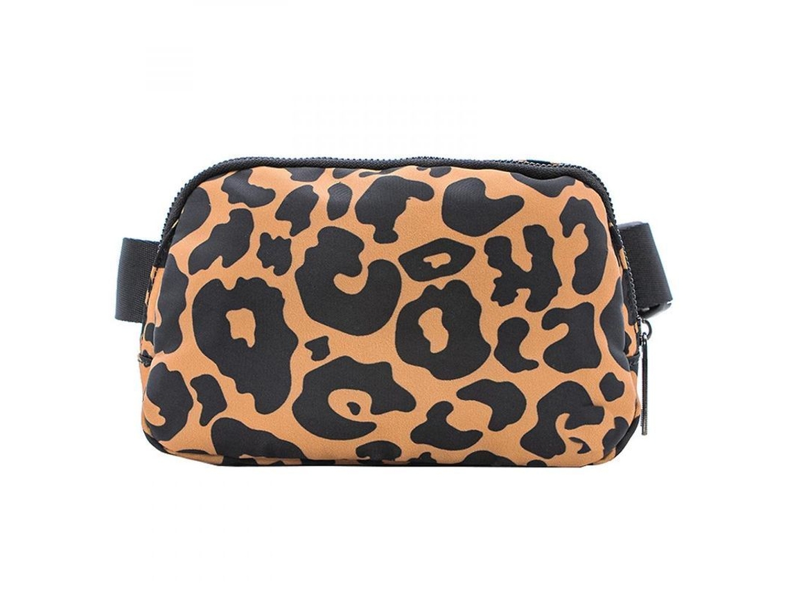 Bolsa de cintura para corrida ao ar livre, unissex, impermeável, com porta, padrão leopardo S/MARCA