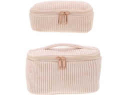 Conjunto De 2 Bolsas De Viagem Em Veludo Cotelê Para Maquiagem Feminina.