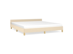Bed Frame With Headboard, Bed Frames With Headboard Vidaxl Creme Tecido (160 X 200 Cm)