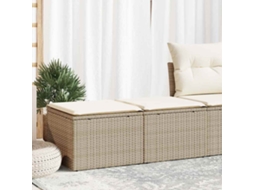 Vidaxl 2 Pcs Conj. Sofás P/ Jardim C/ Almofadões Vime Pe/acácia Bege