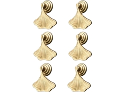 Conjunto De 6 Puxadores Dourados Folha Com Pingente Gota Para Móveis Btforus