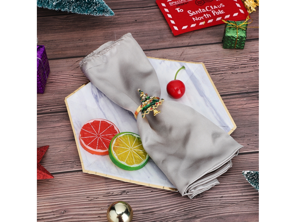 Anéis De Guardanapo De Natal (design De Alce, Elementos De Floco De Neve E Sino) Eoocoo