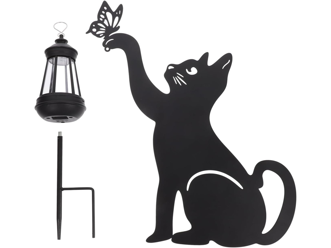 Luminária Solar Externa em Ferro em Formato de Gato para Decoração de Jardim, Iluminação Led para Caminhos. SFUSHOS