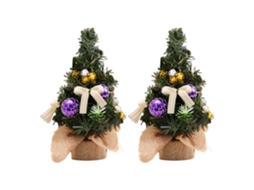 2Pcs Mini Árvore de Natal Enfeites de Mesa de Natal Roxo