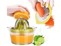 Espremedor Manual De Frutas Cítricas, Limão E Laranja Com Copo Medidor Ralador Integrados, 35 Cl, Verde