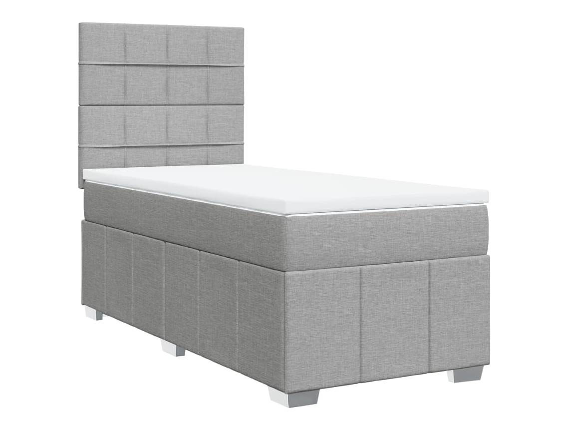 Cama com Molas e Colchão 100x200cm Tecido Cinzento Claro MAISON EXCLUSIVE