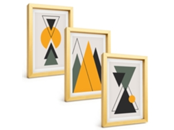 Galeria De Pinturas Muraisformas Geométricas Abstratas Moldura Dourada Fotos Para O Escritório Espelharte (3 Peças 20x30 Cm)