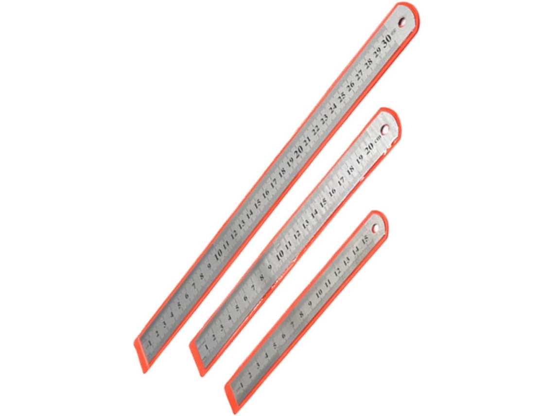 Régua Kichvoe em aço inoxidável com escala dupla precisa para desenho e medição, 15 cm, 20 cm e 30 cm, ideal para