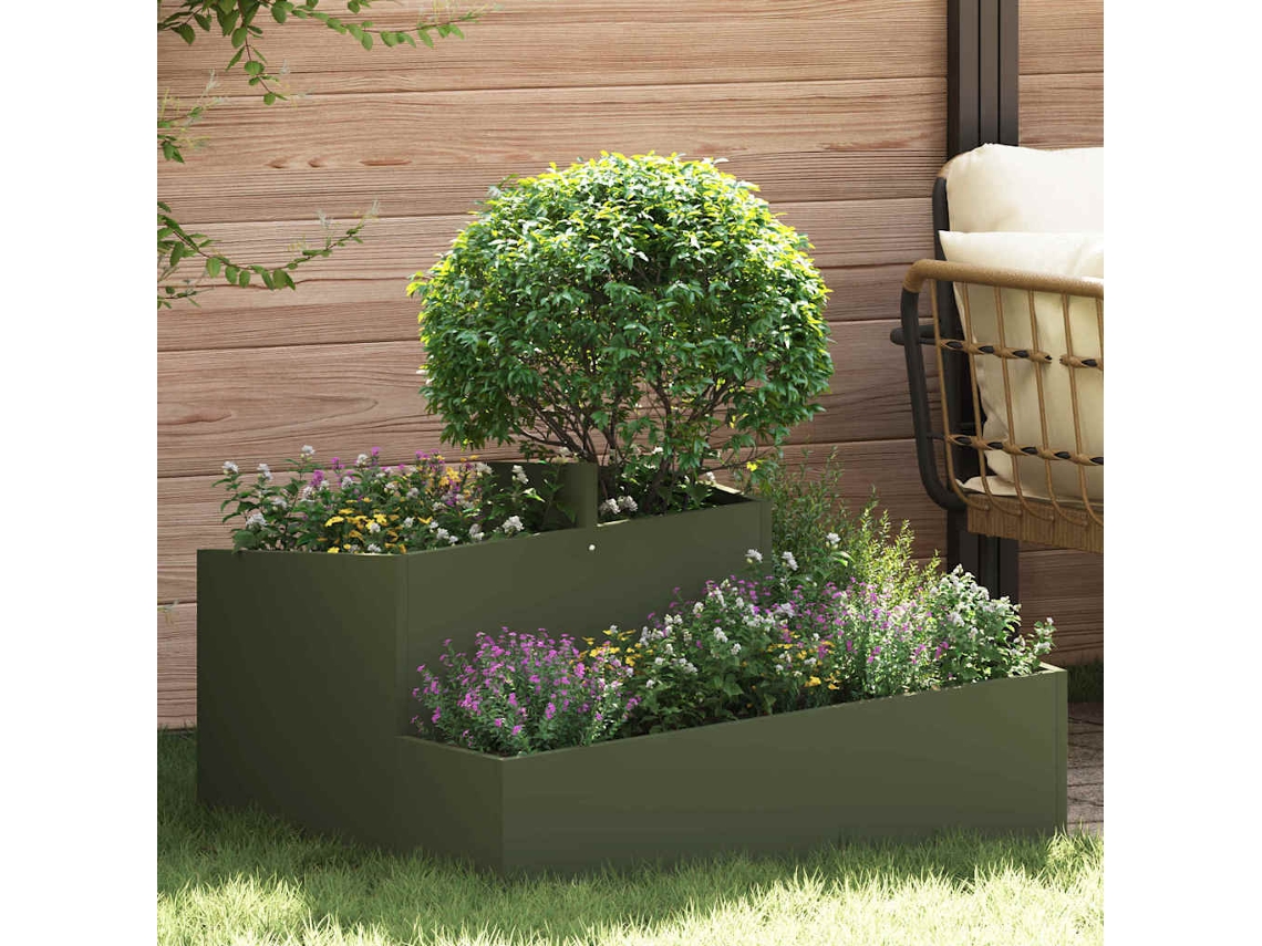 Vidaxl Vaso De Jardim Verde-azeitona 80 X 80 X 50 Cm