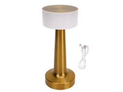 Lâmpada de Mesa Portátil Metal Retro com Usb Carregável 3 Cores Luz Táctil para Quarto