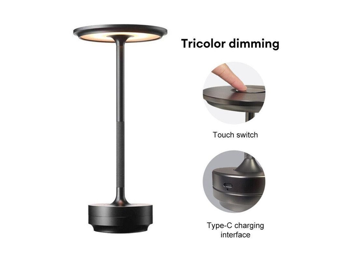 2026 lâmpada de Mesa Led Sem Fio Recarregável Usb Regulável 3 Cores Touch Alumínio Ouro/prata/preto Negro