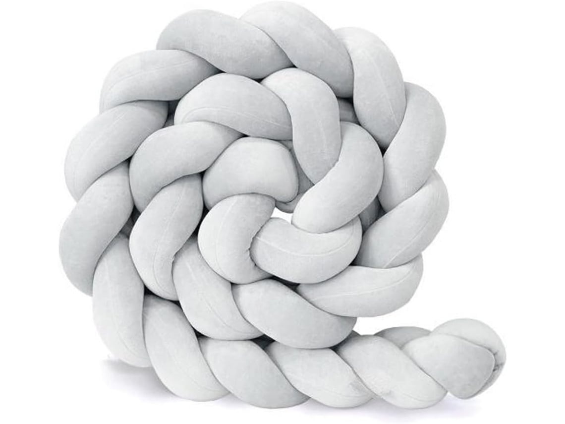 Almofada De Berço Trançada, 350cm, Cinzento Para Proteção Anticolisão Elysve
