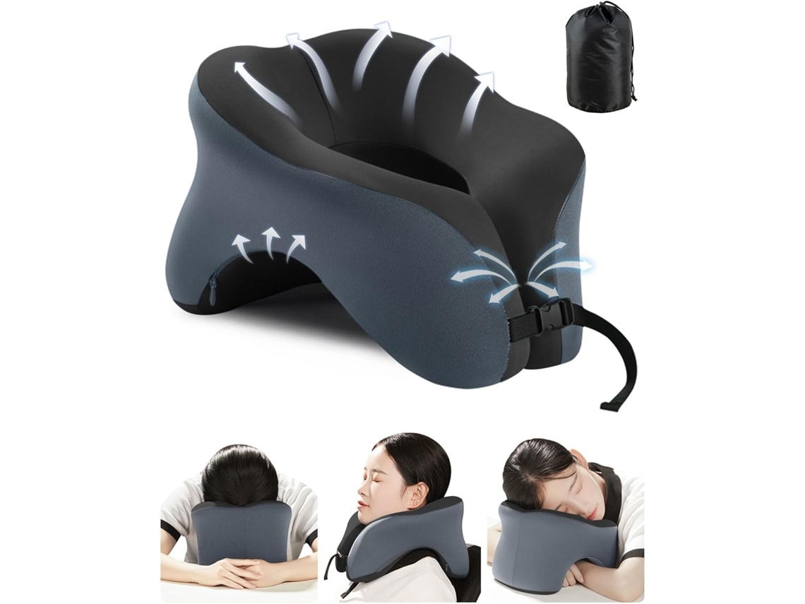 Elysve Almofada Pescoço Em Espuma Viscoelástica, Ergonómico, Cor Preto