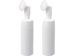 Conjunto de 2 frascos cosméticos portáteis vazios com espuma, 150ml, em PET, brancos.