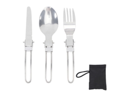 Conjunto de Talheres Portátil de Aço Inoxidável Plegável