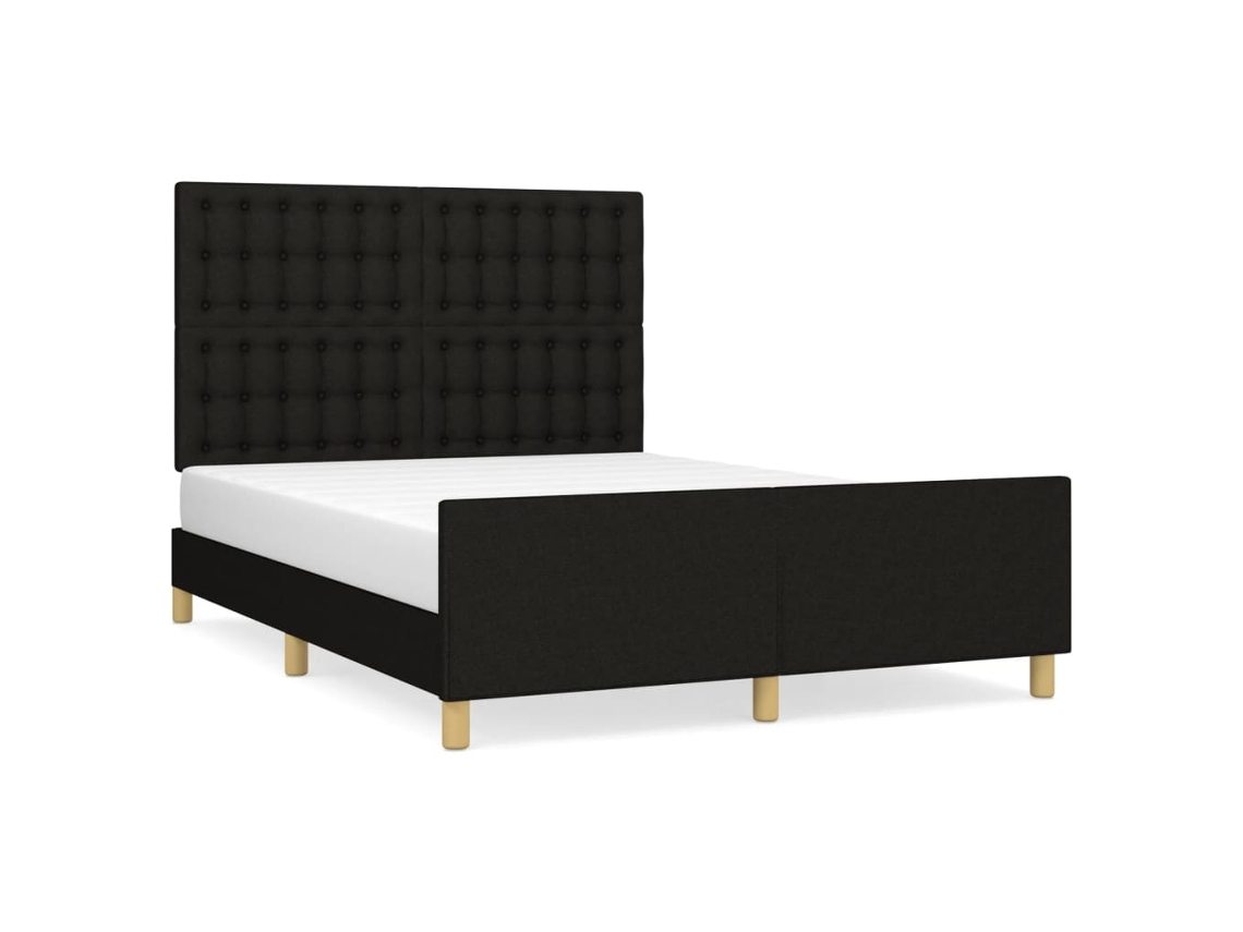 Bed Frame With Headboard, Bed Frames With Headboards Vidaxl Preto Tecido (140 X 200 Cm)