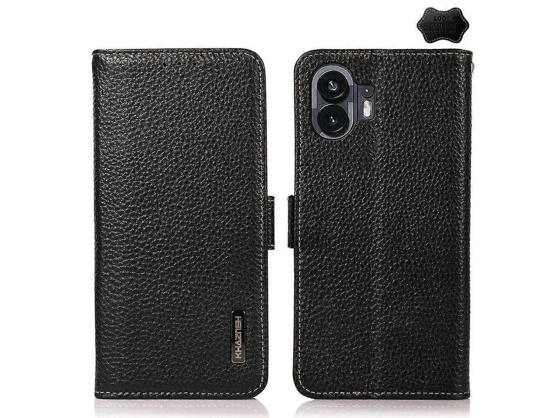 Capa Para Celular Khazneh Em Couro De Lichia Com Fecho Magnético Lateral E Proteção Rfid Para Nothing Phone 2