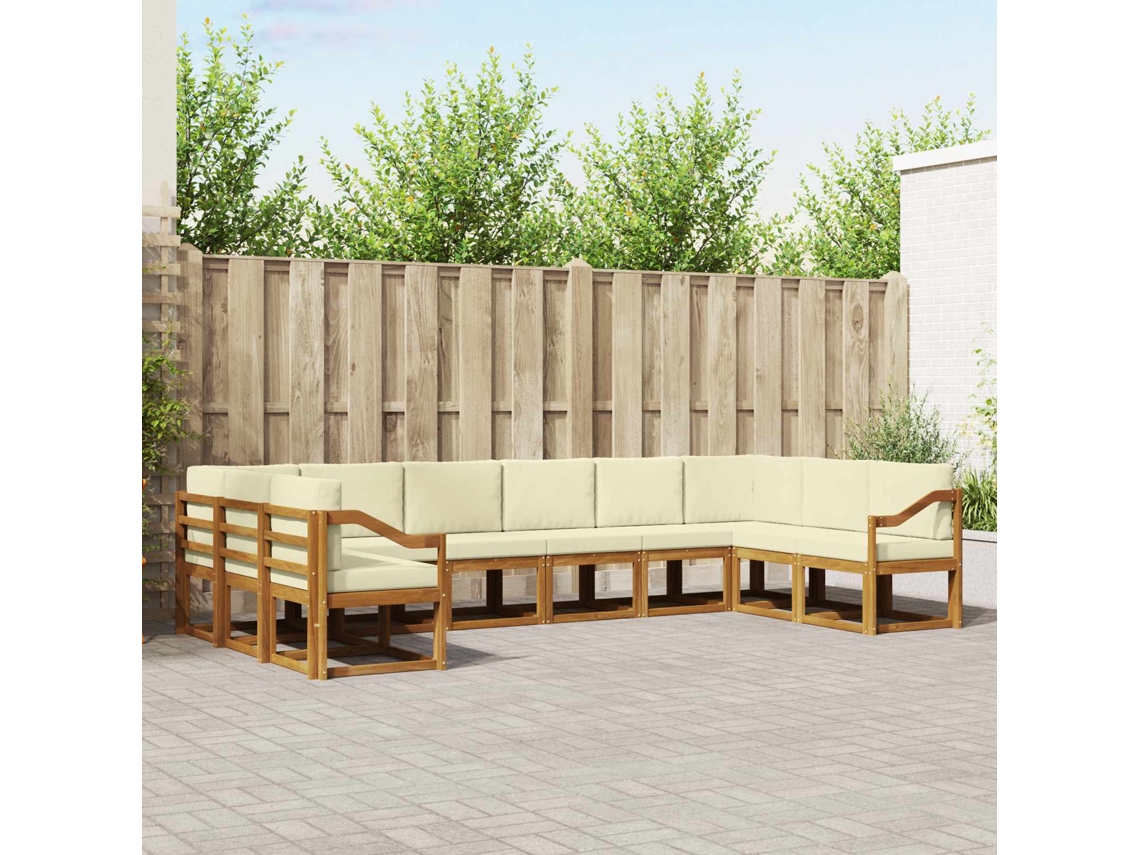 Vidaxl Conjunto De Sofás Para Exterior 10 Unid. Natural E Creme
