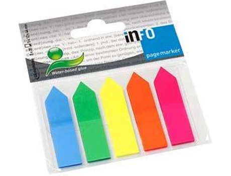 Separador Index Marcador 12x50mm 5 Cores Fluorescentes Setas 125Fls
