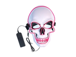 Capacete Facial LED Caveira com 3 Modos para Halloween Cosplay Festa Rosa S/MARCA