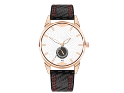 Relógio de pulso masculino de quartzo com pulseira de PU e mostrador redondo moderno (vermelho)