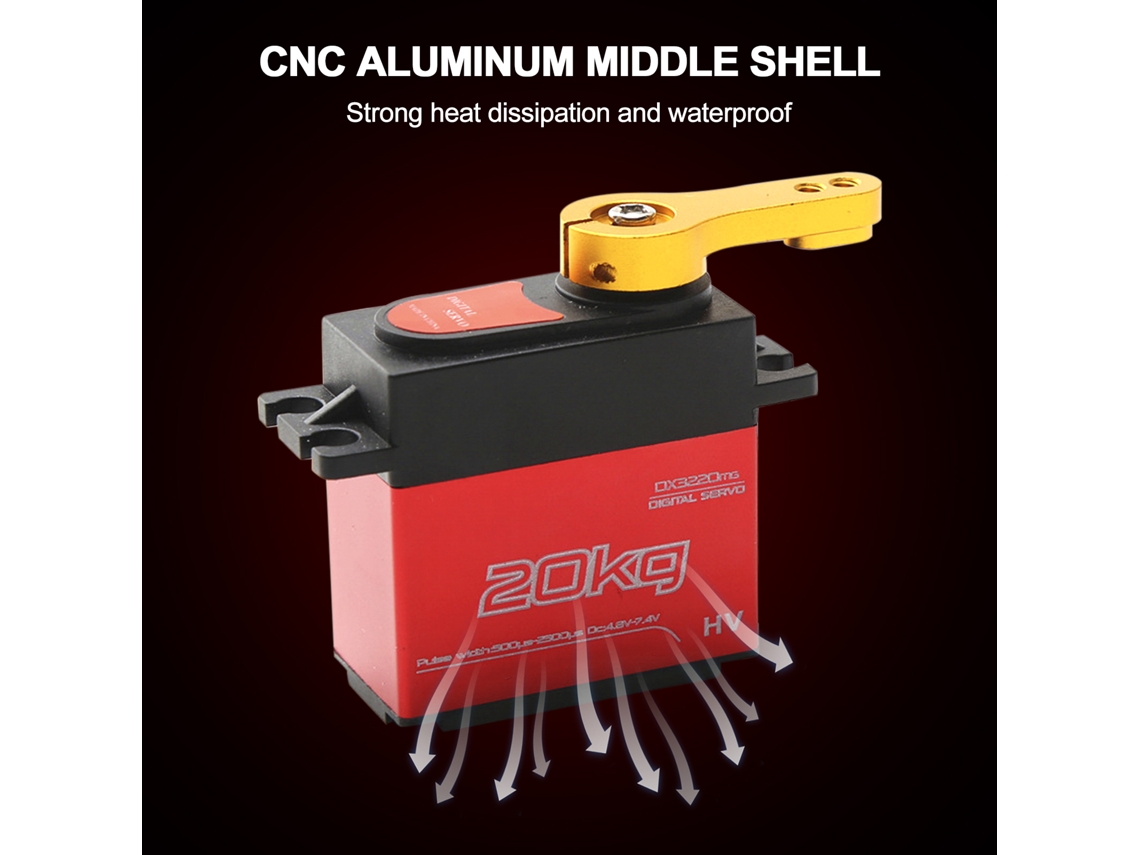 Mali servo Digital de Alta Torque 20kg 180° Engrenagem de Aço Inoxidável para Carro Controle Remoto 1/8 1/10 com Braço 25t